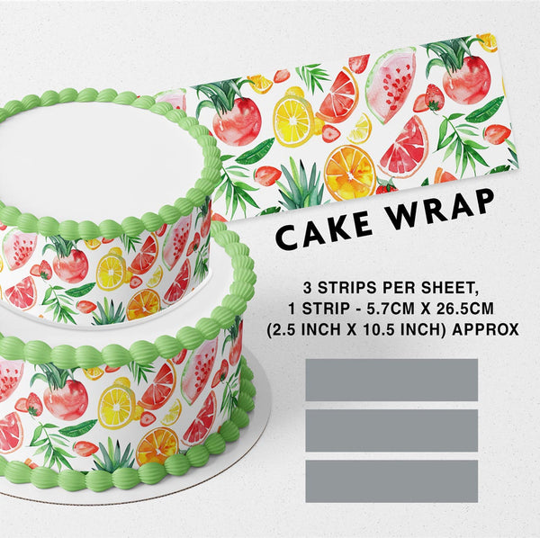 Tropical Fruits Orange Lemon Strawberry Juice Fresh Summer Edible Cake Toppers Cake Wraps