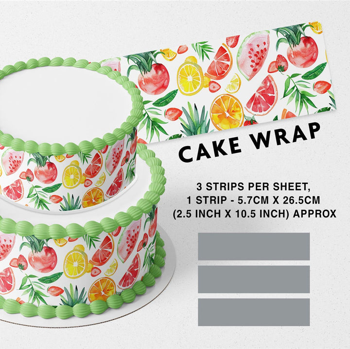 Tropical Fruits Orange Lemon Strawberry Juice Fresh Summer Edible Cake Toppers Cake Wraps