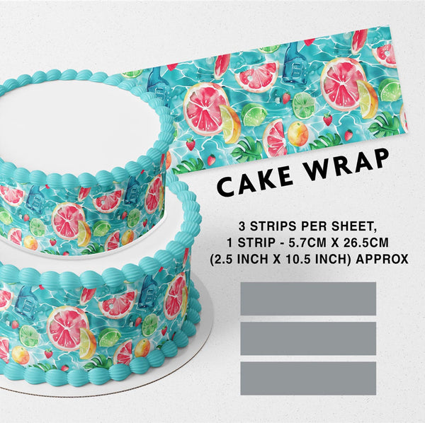 Tropical Fruits Orange Lemon Strawberry Water Edible Cake Toppers Cake Wraps