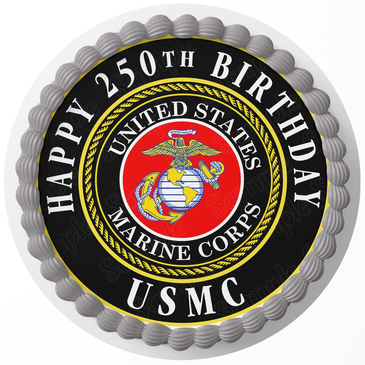 USMC Emblem United States Marine Corps Seal 250 Edible Cake Toppers Round