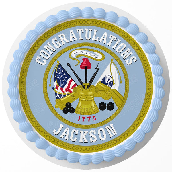 US Department of the Army DA Seal Rd Edible Cake Toppers Round