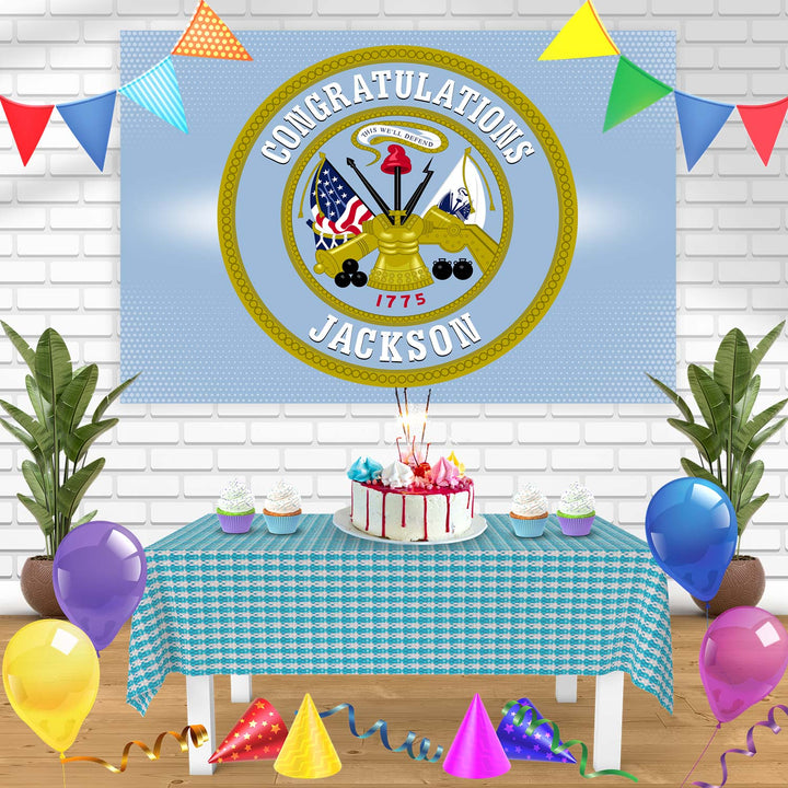 US Department of the Army DA Seal Rec Bn Birthday Banner Personalized Party Backdrop Decoration