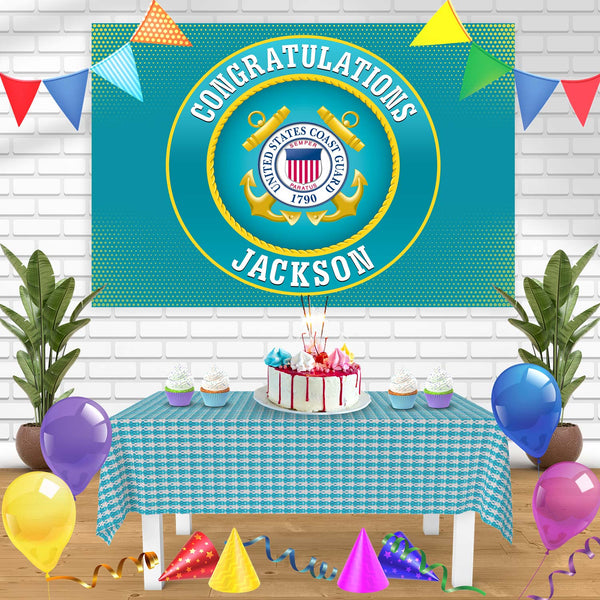 United States Coast Guard USCG Seal Rec Bn Birthday Banner Personalized Party Backdrop Decoration