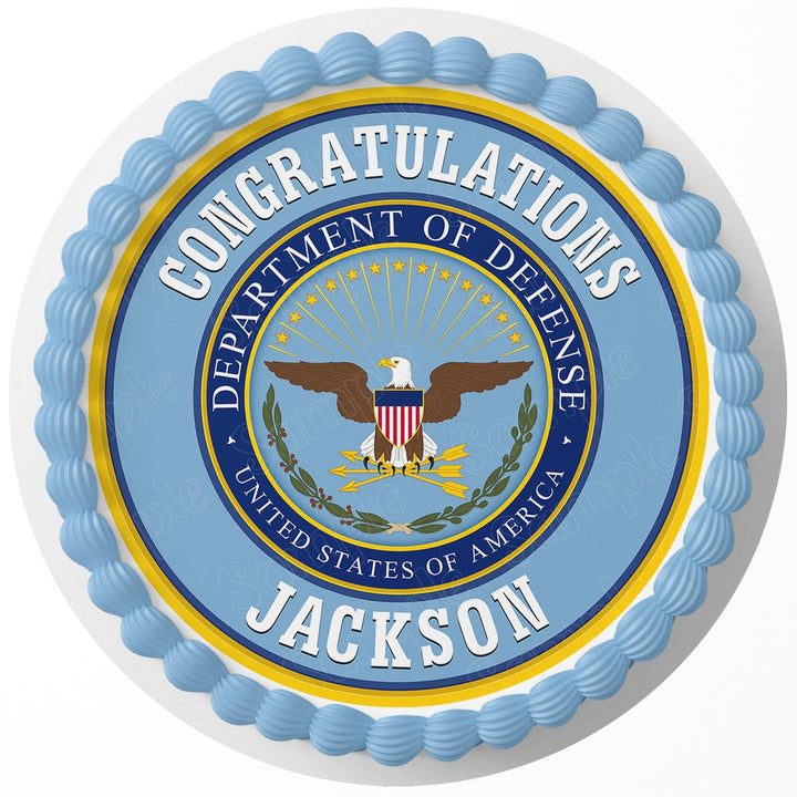 United States Department of Defense DOD Seal Rd Edible Cake Toppers Round