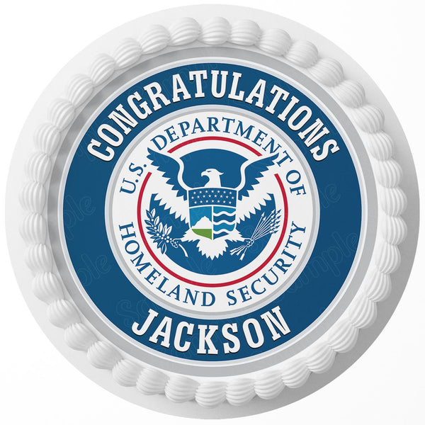 United States Department of Homeland Security DHS Rd Edible Cake Toppers Round