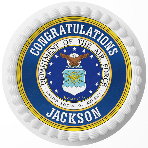 United States Department of the Air Force DAF Seal Rd Edible Cake Toppers Round
