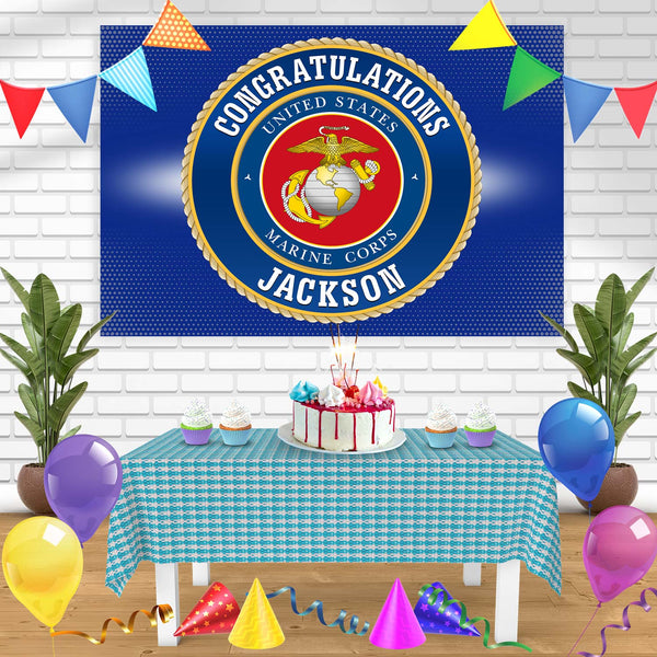 United States Marine Corps USMC Seal Rec Bn Birthday Banner Personalized Party Backdrop Decoration