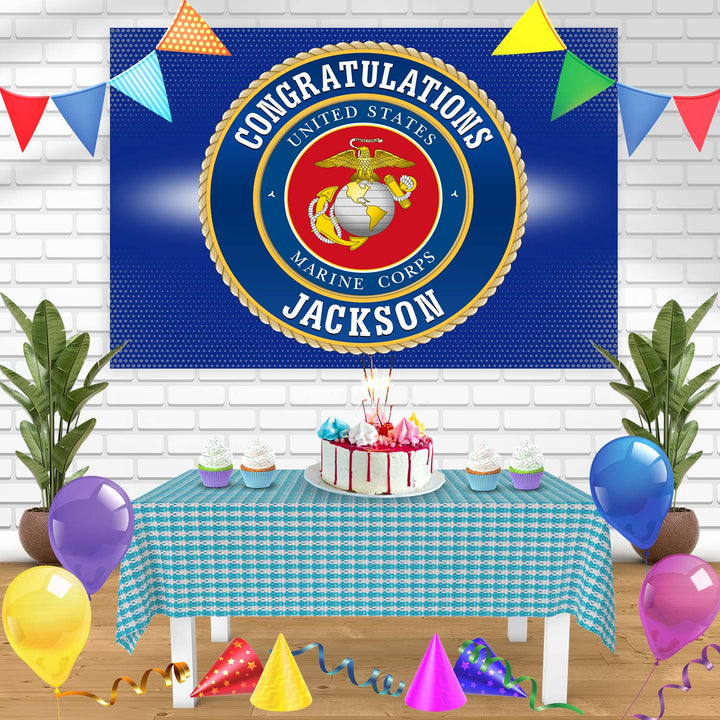 United States Marine Corps USMC Seal Rec Bn Birthday Banner Personalized Party Backdrop Decoration