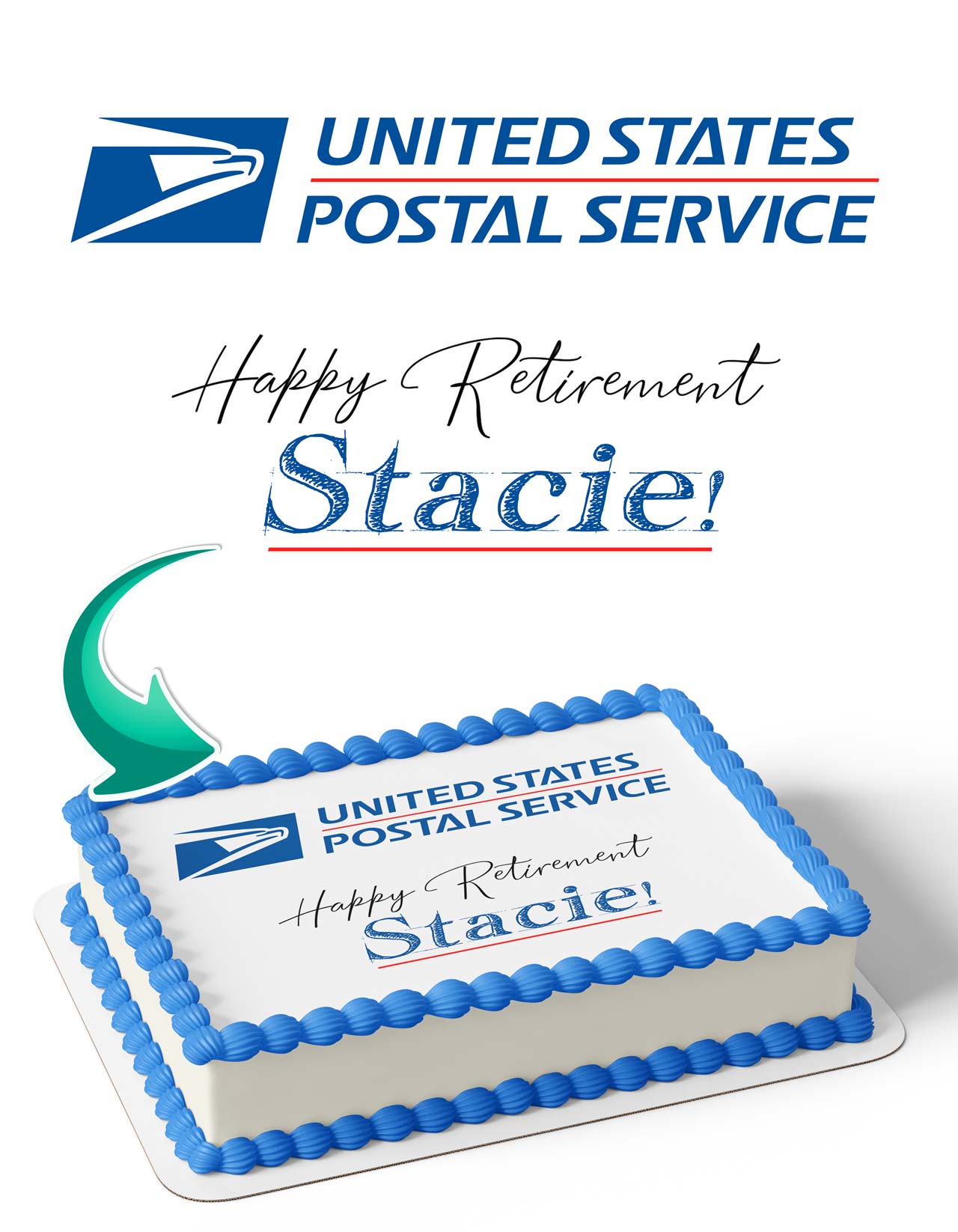 United States Postal Service USPS Happy Retirement Edible Cake Toppers ...