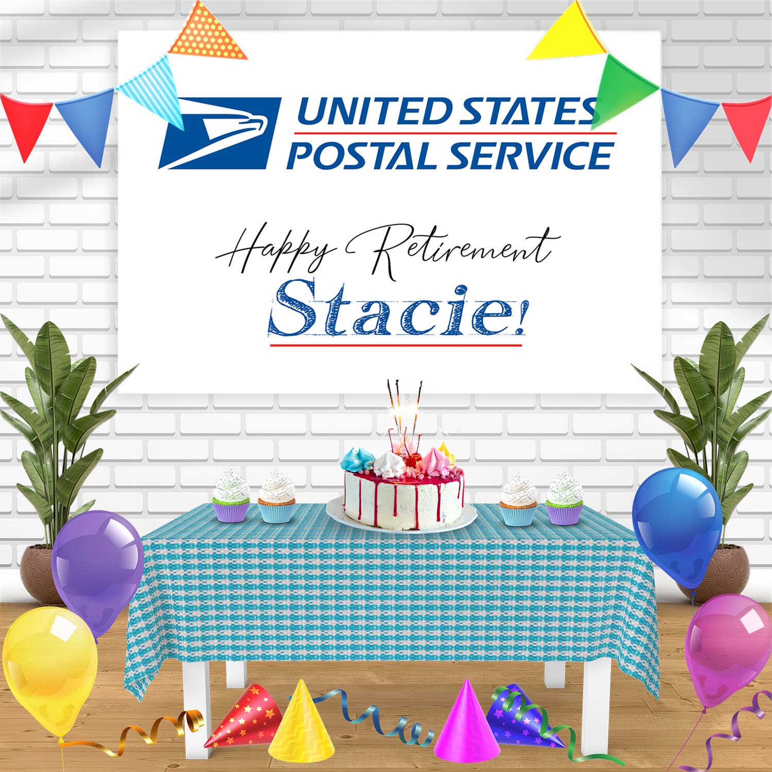 United States Postal Service USPS Happy Retirement Bn Birthday Banner ...