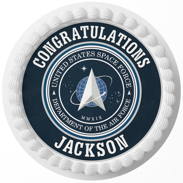 United States Space Force USSF Seal Rd Edible Cake Toppers Round