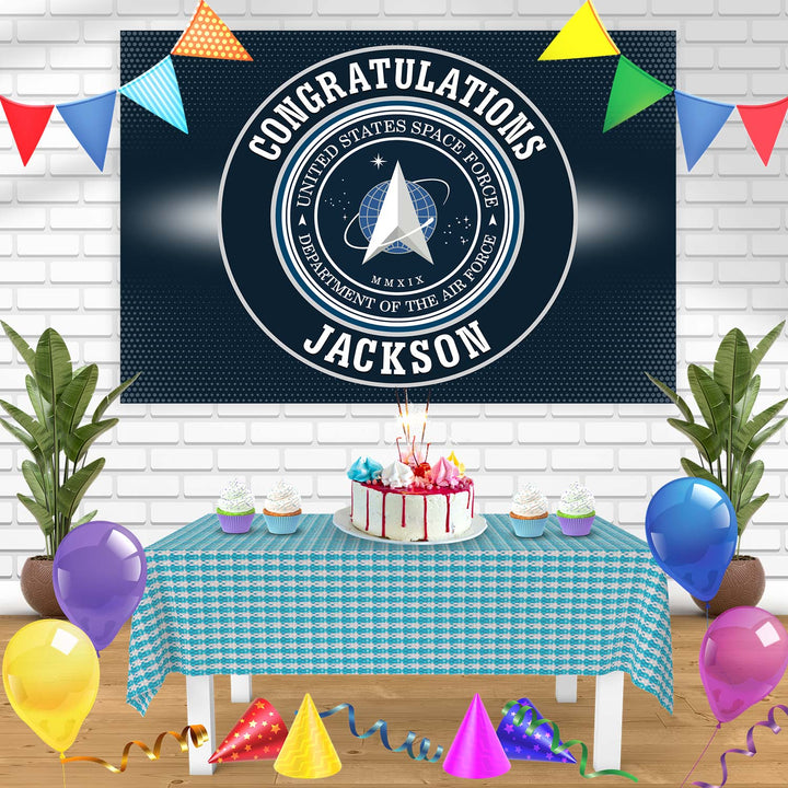 United States Space Force USSF Seal Rec Bn Birthday Banner Personalized Party Backdrop Decoration