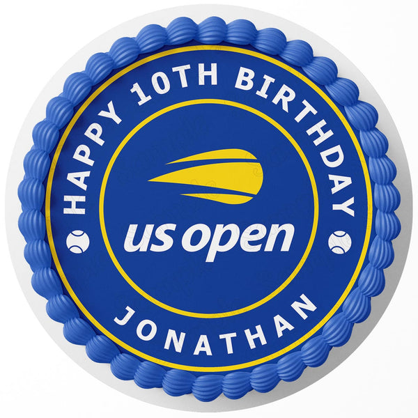 US Open Tennis Edible Image Cake Topper Personalized Birthday Sheet Decoration Custom Party Frosting Transfer Fondant Round