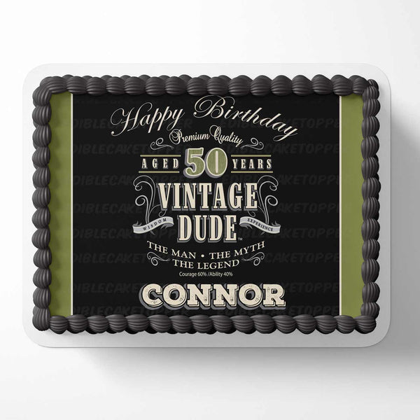 Vintage Dude Perfection Aged Edible Cake Toppers