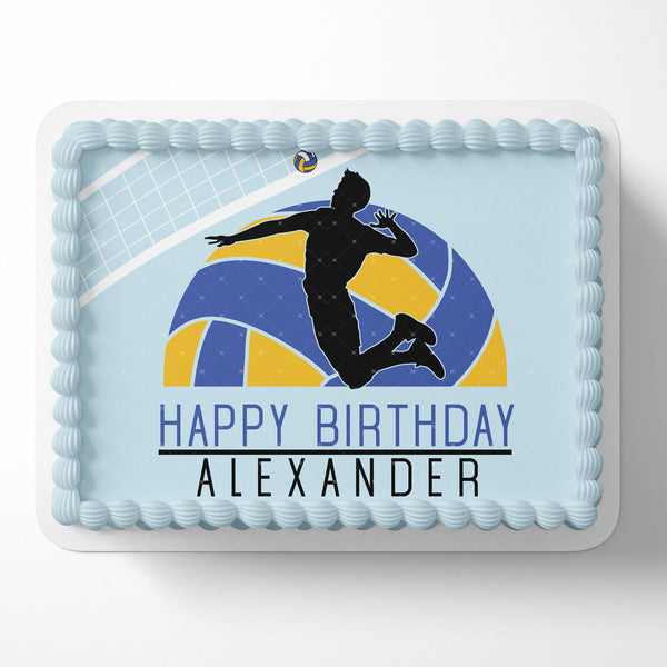 Volleyball Boy Edible Image Cake Topper Personalized Birthday Sheet Decoration Custom Party