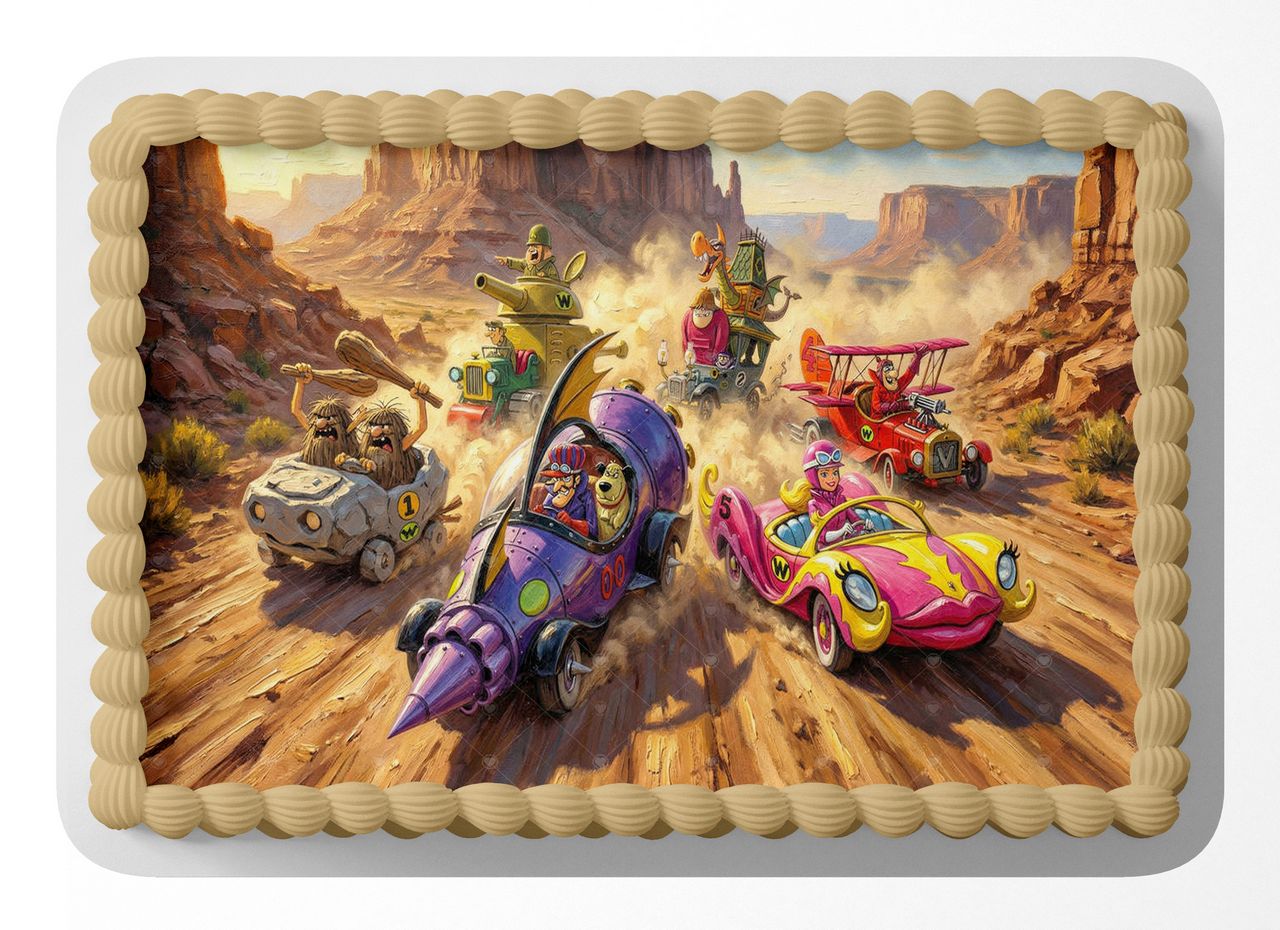 Wacky Races Classic TV Cartoon Edible Image Cake Topper Personalized B ...