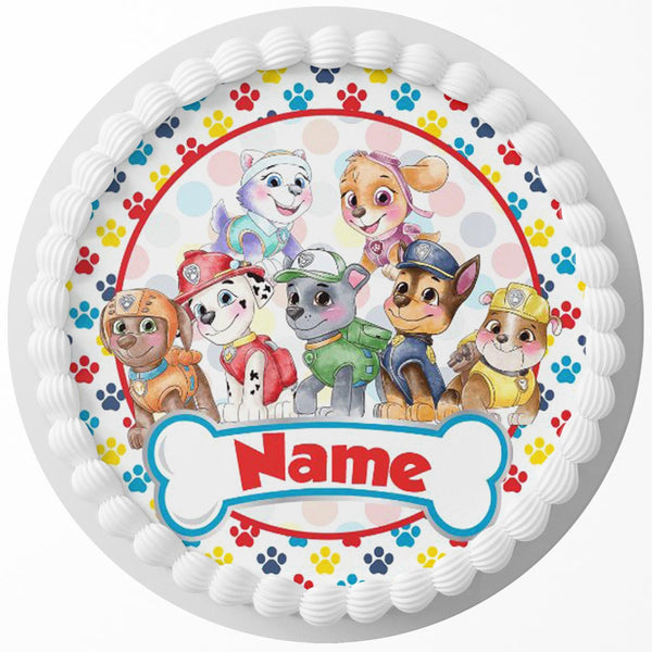 WaterColor Paw Patrol Edible Cake Toppers Round