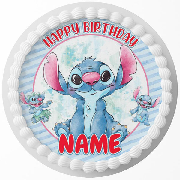 Watercolour Stitch Edible Cake Toppers Round