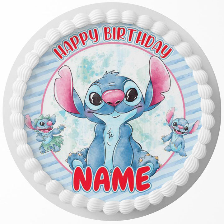 Watercolour Stitch Edible Cake Toppers Round