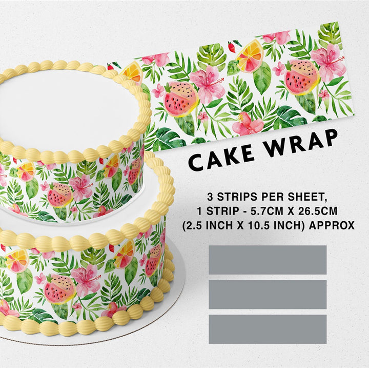 Watermelon Orange Green Leaves Tropical Fruits Edible Cake Toppers Cake Wraps