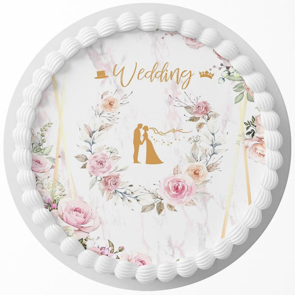 Wedding W Edible Cake Toppers Round