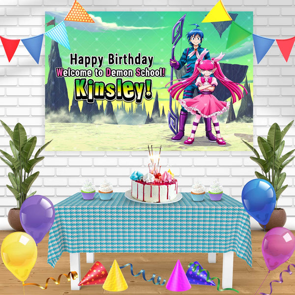 Welcome to Demon School Irumakun Anime Birthday Banner Personalized Party Backdrop Decoration