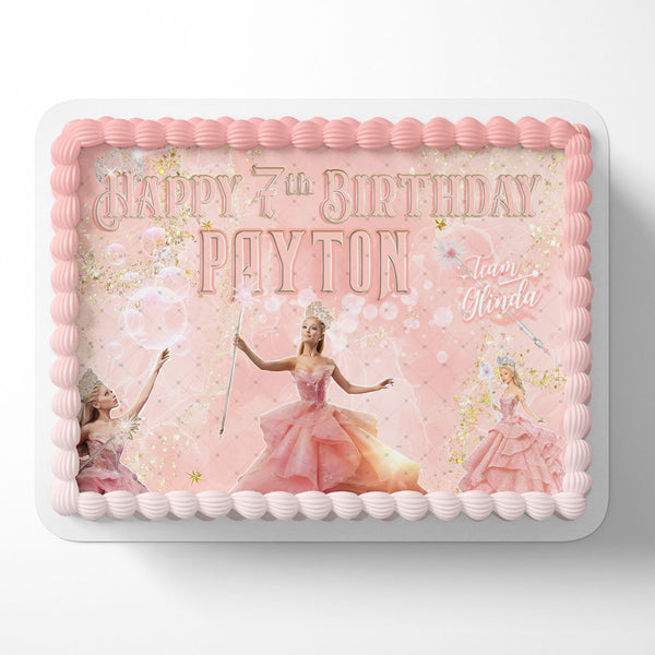 Wicked Movie Glinda Team Princess Edible Image Cake Topper Personalized Birthday Sheet Decoration Custom Party