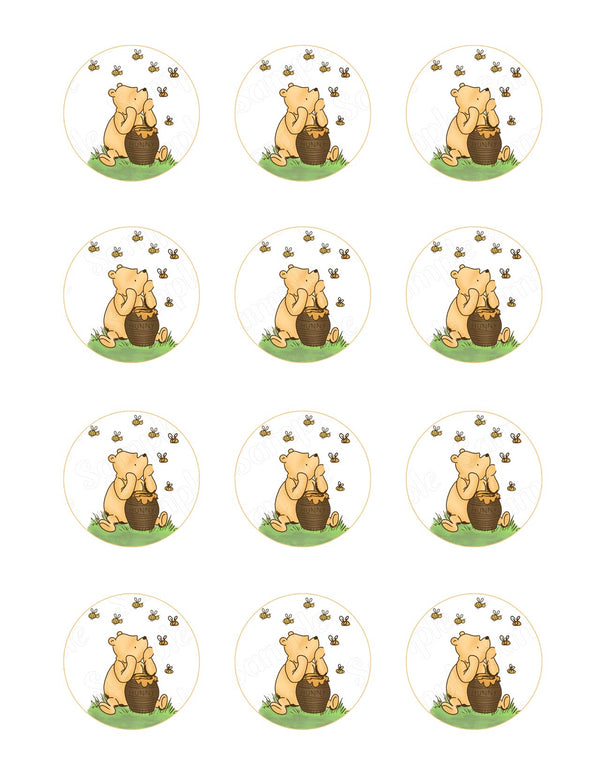 Winnie the Pooh Honey Comb Bees Edible Cupcake Toppers