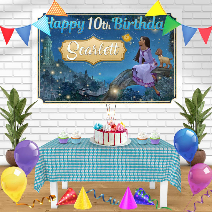 Wish Disney Asha Valentino 2023 Bn Birthday Banner Personalized Party Backdrop Decoration