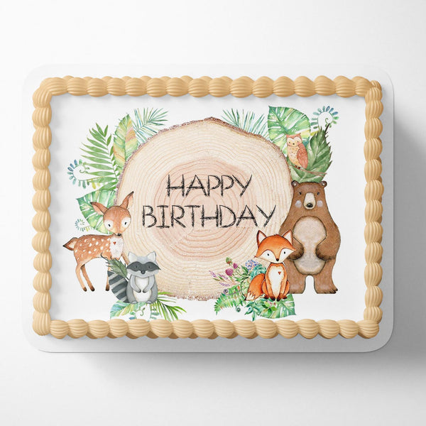 Woodland Rustic Forest Woodland Animals Greenery Baby Shower Edible Cake Toppers