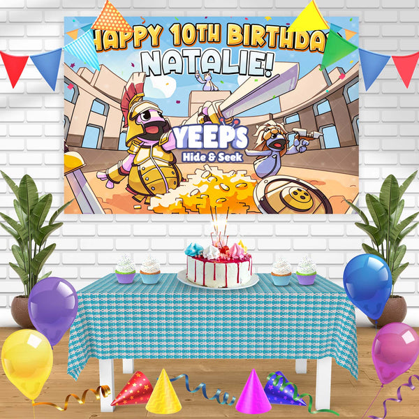 Yeeps  Hide and Seek Spartan Bundle Meta Birthday Banner Personalized Party Backdrop Decoration