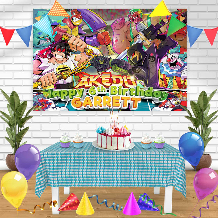 Akedo Ultimate Arcade Warriors Bn Birthday Banner Personalized Party Backdrop Decoration