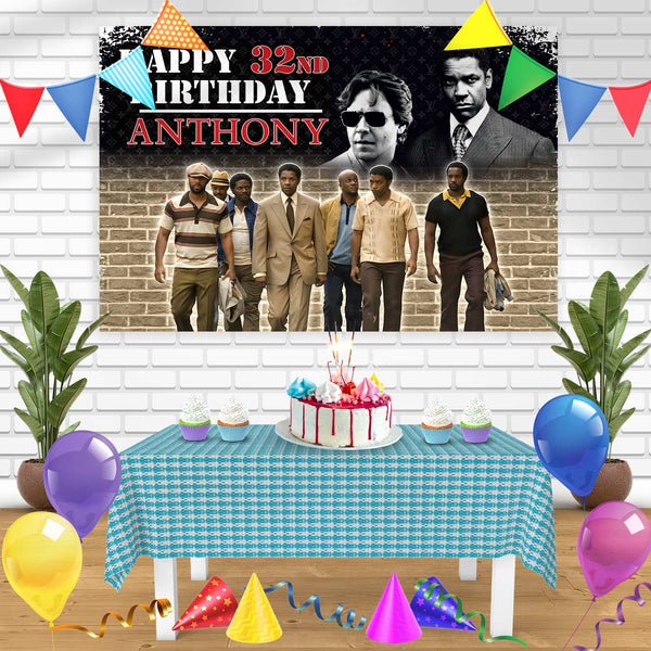 American Gangster Denzel Washington Bn Birthday Banner Personalized Party Backdrop Decoration