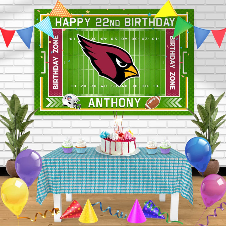 Arizona Cardinals Birthday Banner Personalized Party Backdrop Decoration