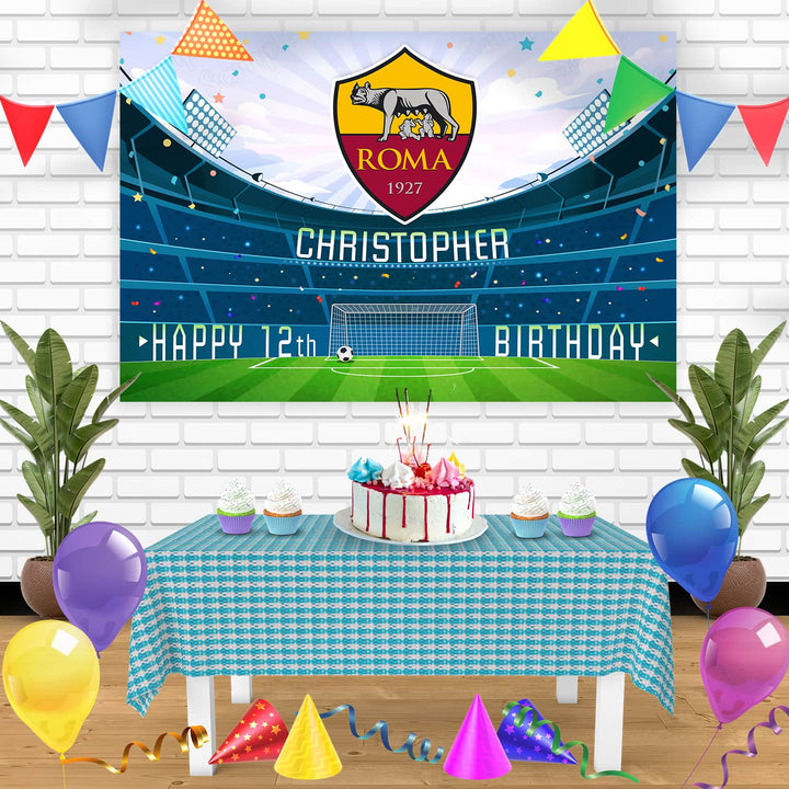 AS Roma Birthday Banner Personalized Party Backdrop Decoration