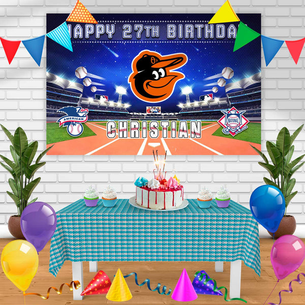 Baltimore Orioles Birthday Banner Personalized Party Backdrop Decoration