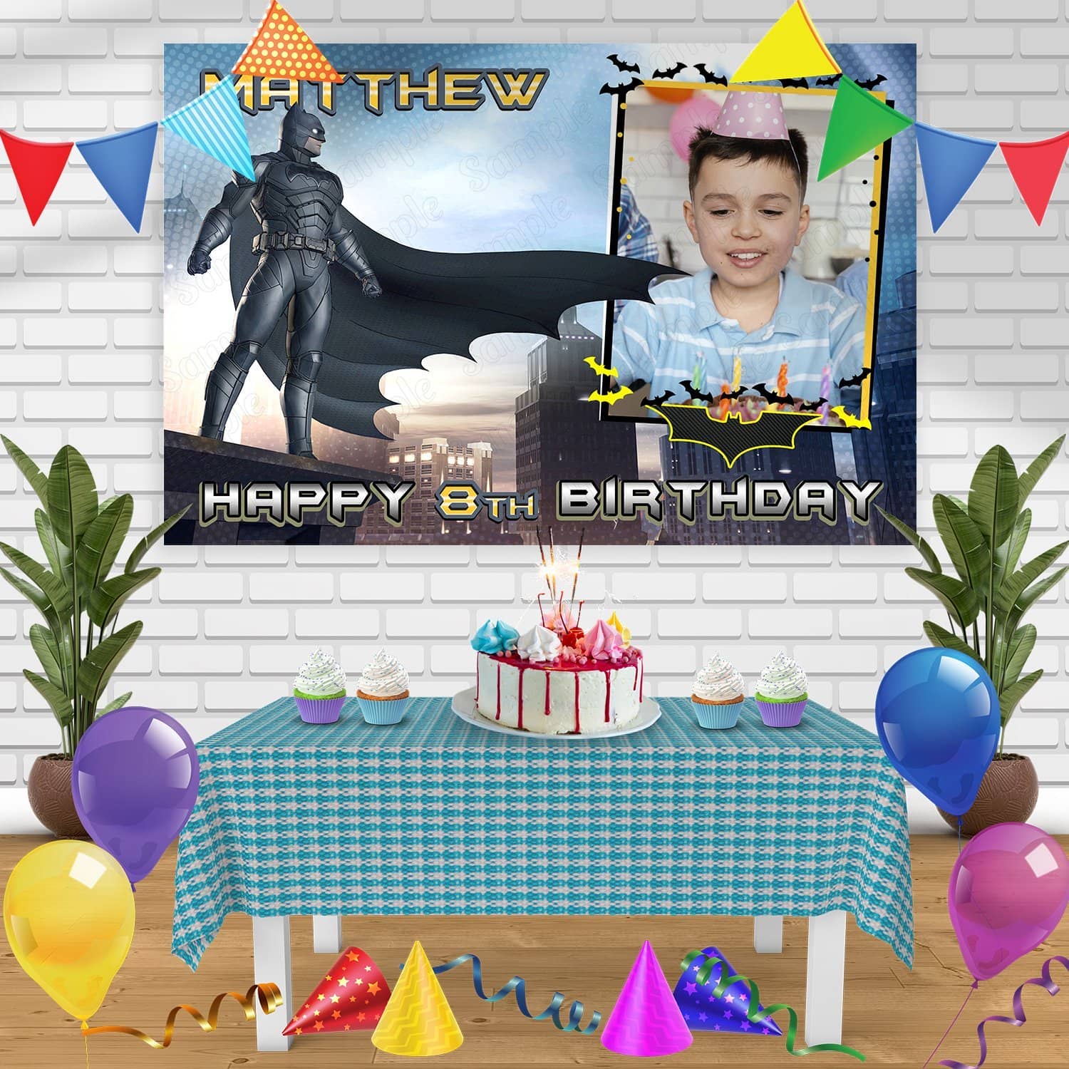Batman Frame Birthday Banner Personalized Party Backdrop Decoration ...