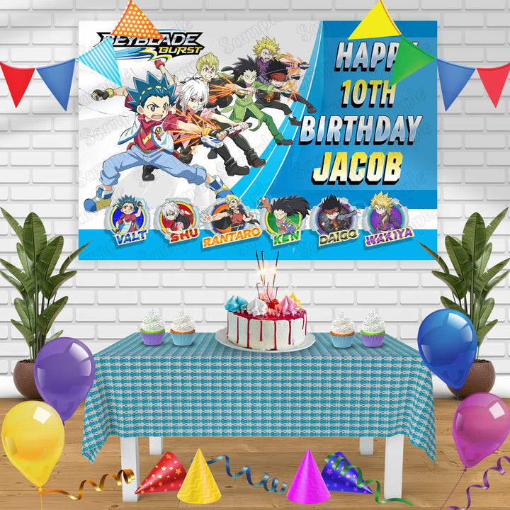 Beyblade 3 Birthday Banner Personalized Party Backdrop Decoration