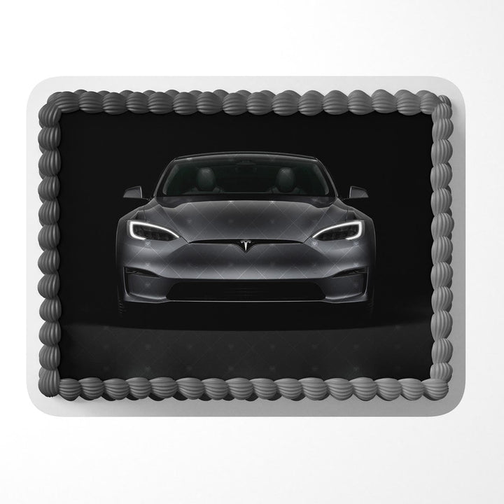 Black Tesla EV Edible Cake Topper | Personalized Birthday Sheet ...