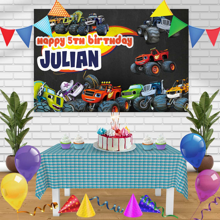 Blaze 2 Birthday Banner Personalized Party Backdrop Decoration