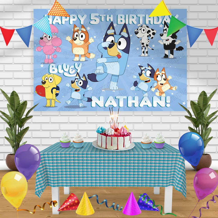 Bluey 4 Birthday Banner Personalized Party Backdrop Decoration