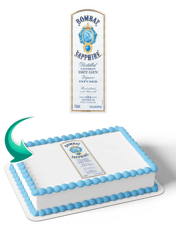 Bombay Sapphire Label Edible Cake Toppers