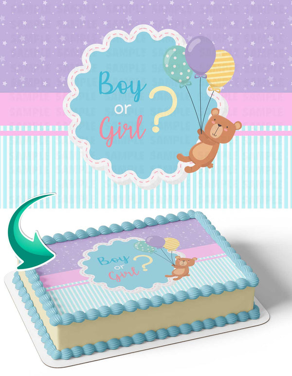Boy or Girl Gender Reveal Edible Cake Toppers