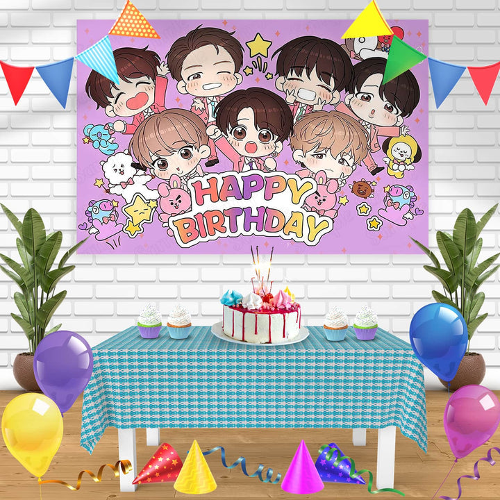 BTS Bangtan Boys Band Bn Birthday Banner Personalized Party Backdrop Decoration