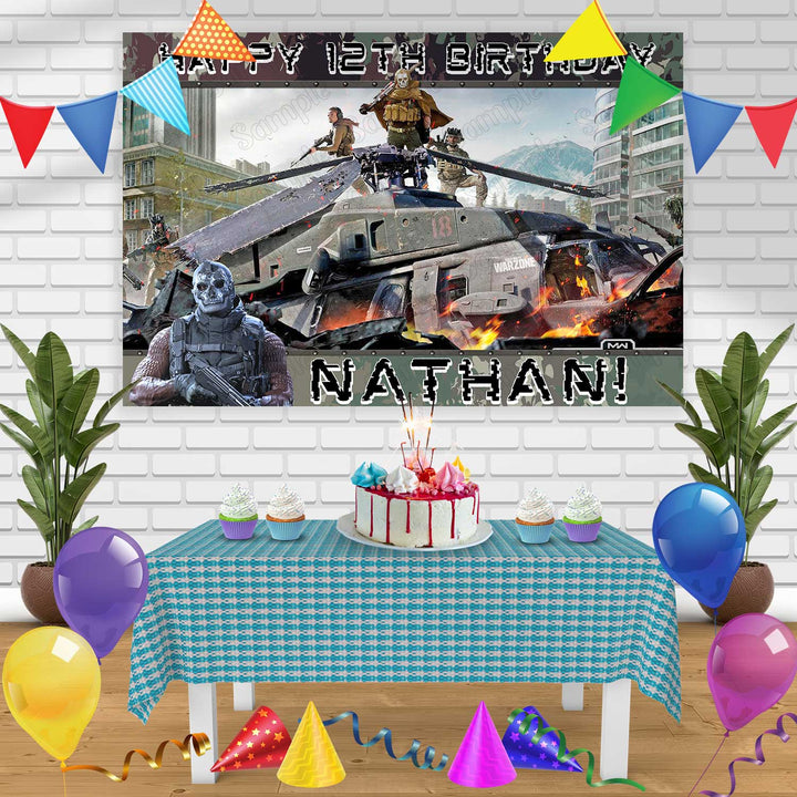 Call of Duty War Zone 2 Birthday Banner Personalized Party Backdrop Decoration