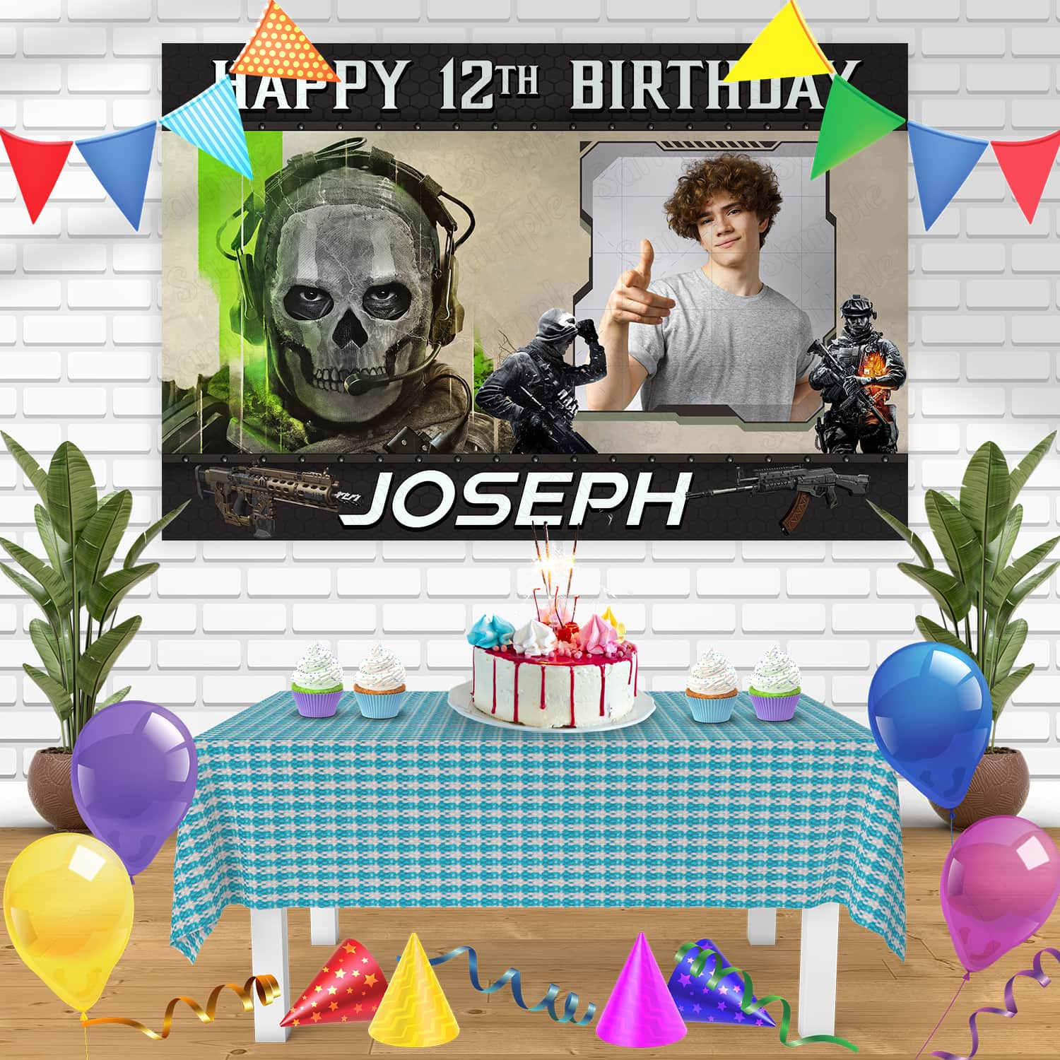 Call of Duty Warzone Frame Birthday Banner Personalized Party Backdrop ...