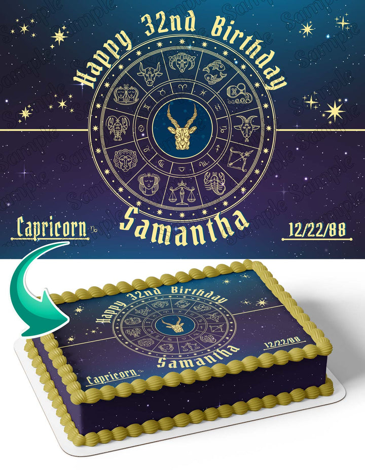 Capricorn Horoscope Astrology Zodiac Edible Cake Toppers