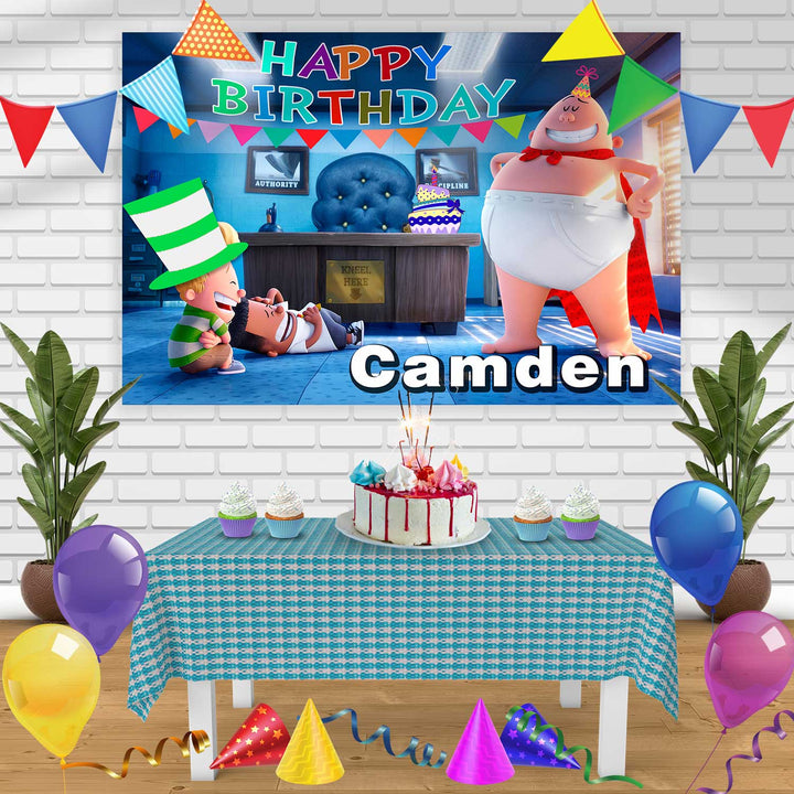 Captain Underpants Birthday Banner Personalized Party Backdrop Decoration