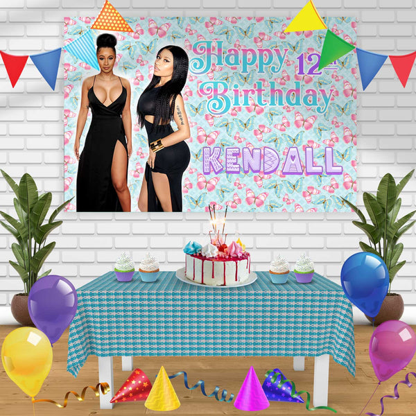 cardi b nicki minaj Birthday Banner Personalized Party Backdrop Decoration