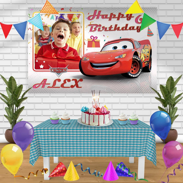 Cars Frame V1 Birthday Banner Personalized Party Backdrop Decoration